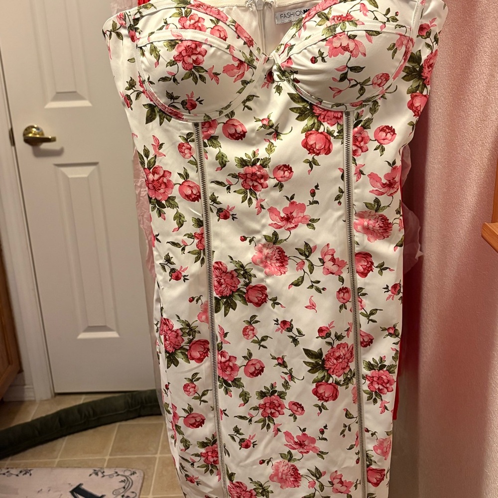 Floral White and Pink Dress by Fashion Nova